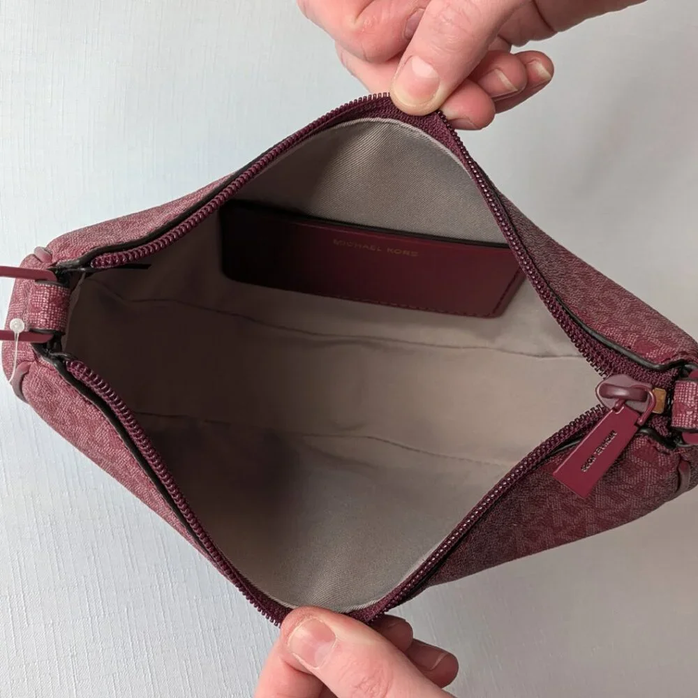 Michael Kors Kyla Small Signature Logo Convertible Pouchette in Mulberry NWT - Picture 5 of 11